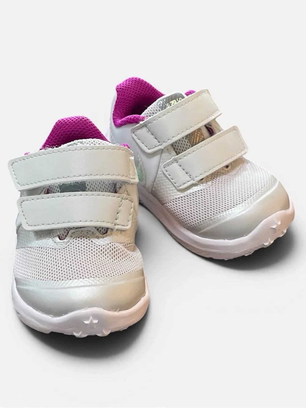 Nike Infant Star Runner White Sneakers Sz 3C Pink Lining Iridescent Swoosh